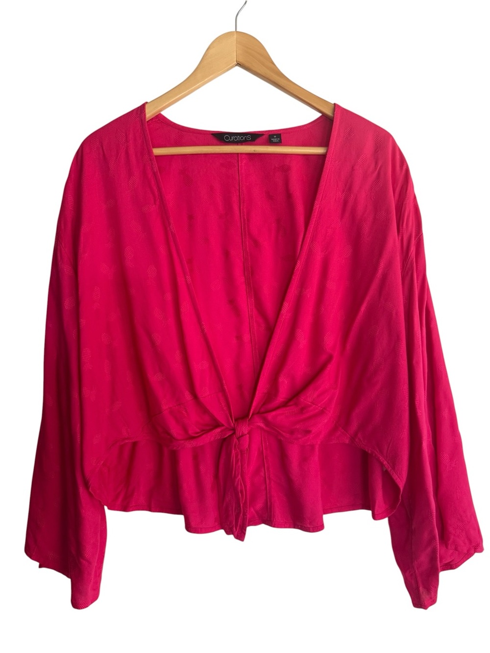 CurationS Fuchsia Pink Tie Front Blouse  Pineapple print MEDIUM